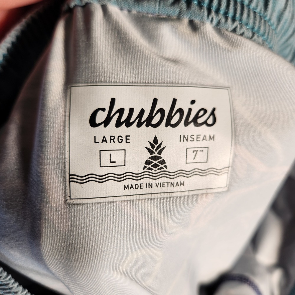 Chubbies Swim Trunks Mens Large Blue 7" Inseam Lined Pockets Drawstring - Picture 6 of 10